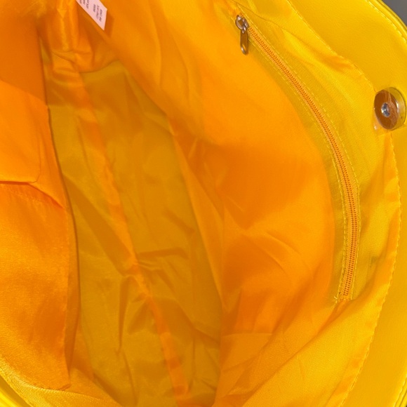 Yellow Tote Bag with Brown Handles - Picture 5 of 7